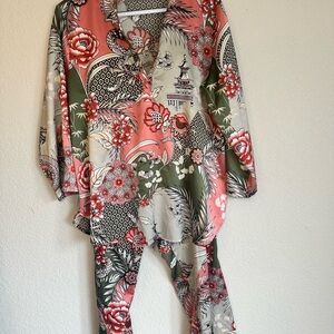 Natori Women's Floral Pajama Set in Pink and Green